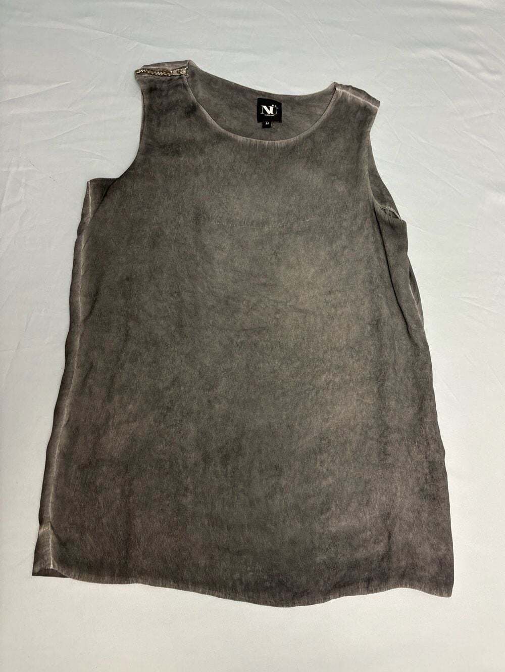 Nü Denmark Womens Sleeveless Top with Shoulder Zipper Detail Washed Gray Size M